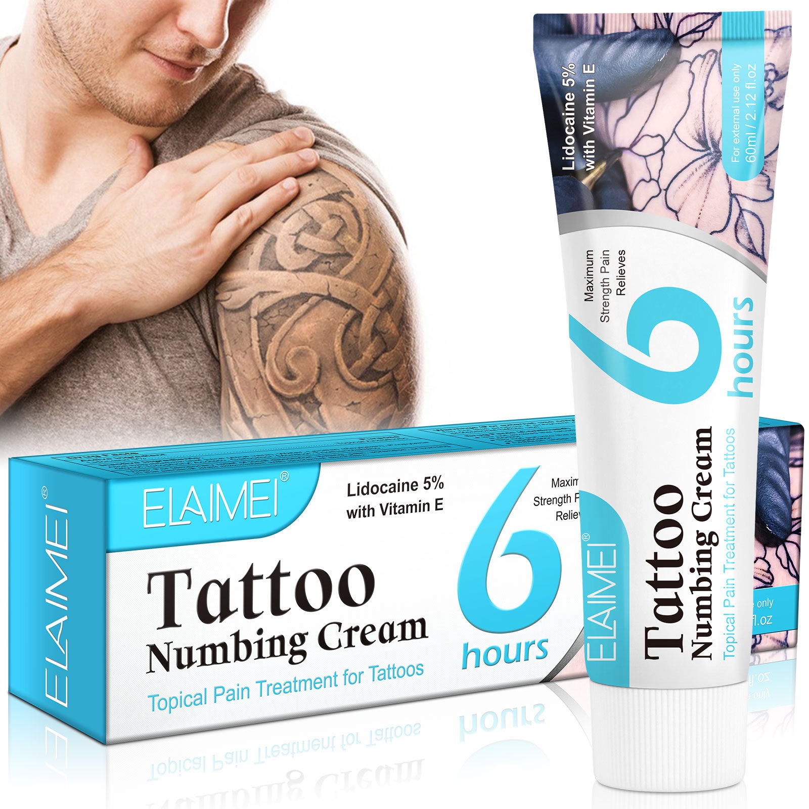 Elaimei Tattoo Numbing Cream, Topical Pain Treatment Aliver Beauty