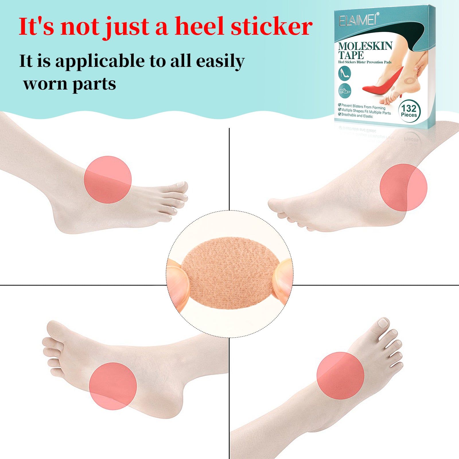 Aliver MOLESKIN TAPE Heel Stickers Blister Prevention Pads
