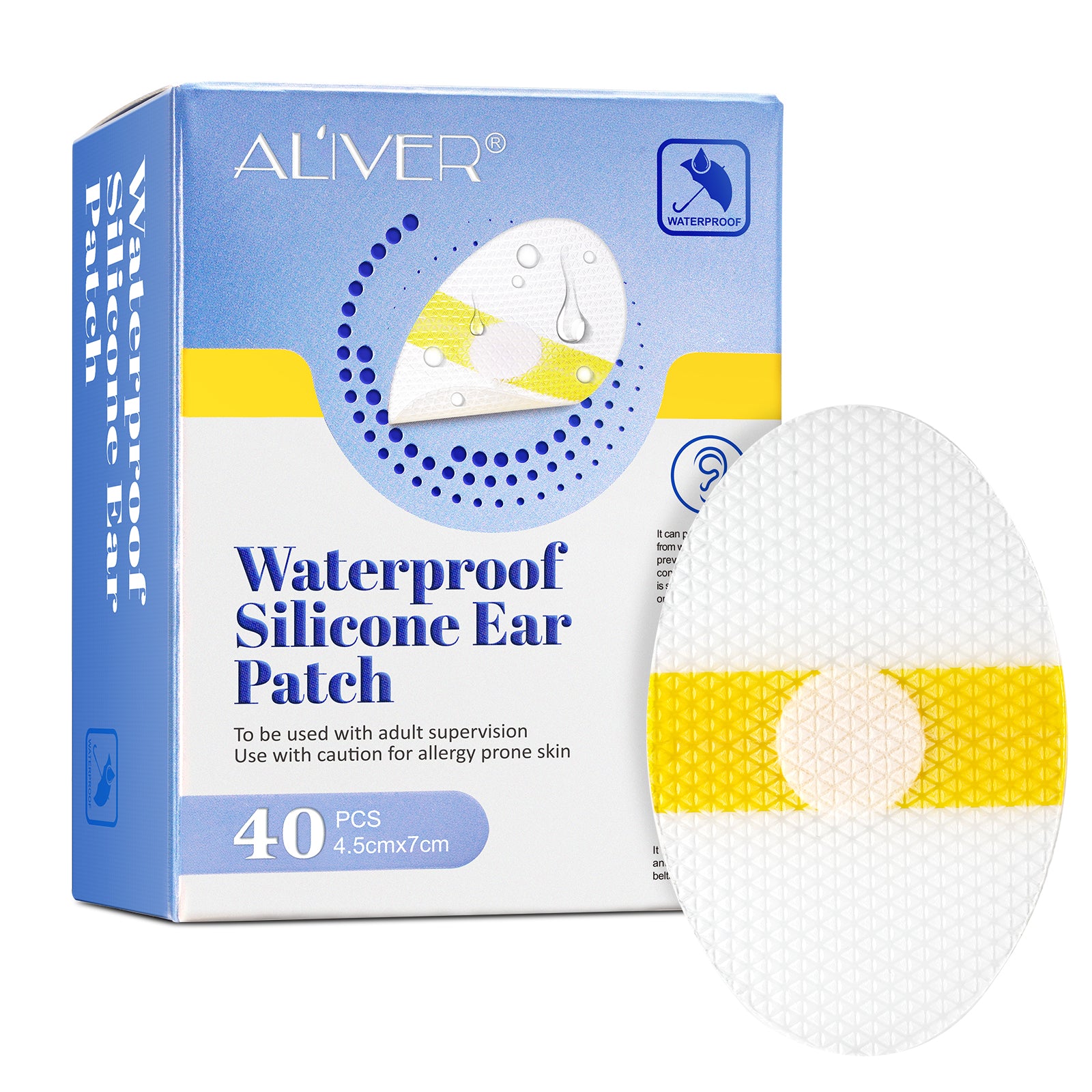 Ear Pact Aliver Ear Covers for Shower 40 pcs, Waterproof Silicone Ear Patch – ALIVER