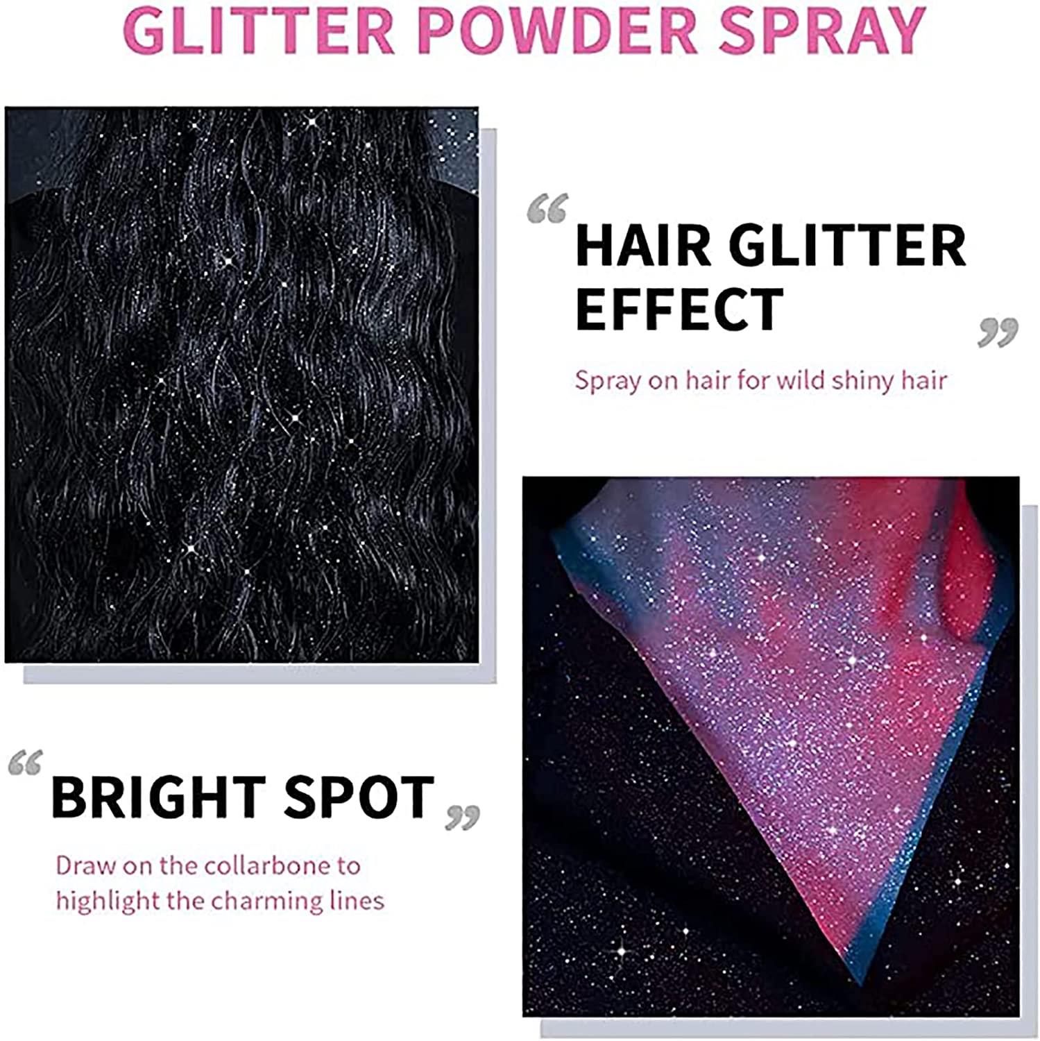 Lezero Temporary Body Glitter Spray, Body Shimmery Spray for Skin, Face,  Hair, Clothing, Quick-Drying Waterproof